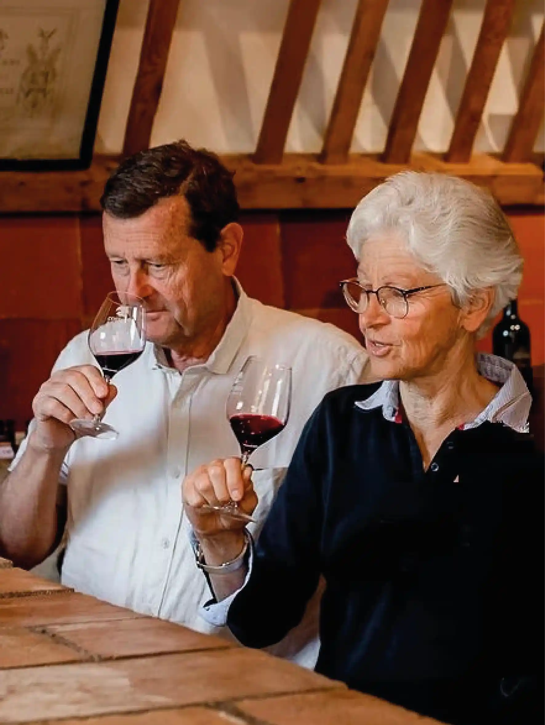 Portrait de Bénédicte et Dominique Ricome – Château de Valcombe Portrait de Bénédicte et Dominique Ricome, viticulteurs passionnés du Château de Valcombe, unis dans leur travail pour produire des vins d'exception.